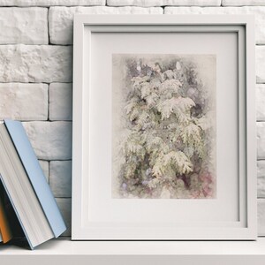 Snowy Evergreens watercolor painting art decor, wall art, poster