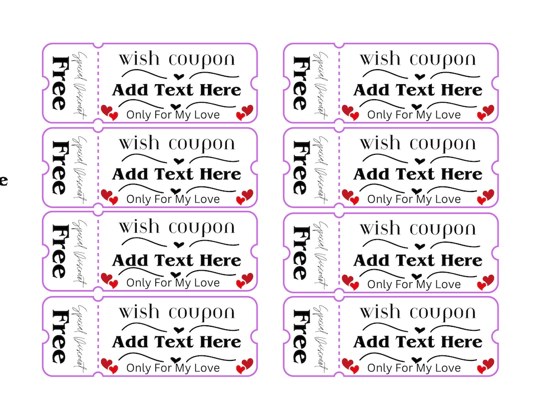 Wish Coupon Template Etsy