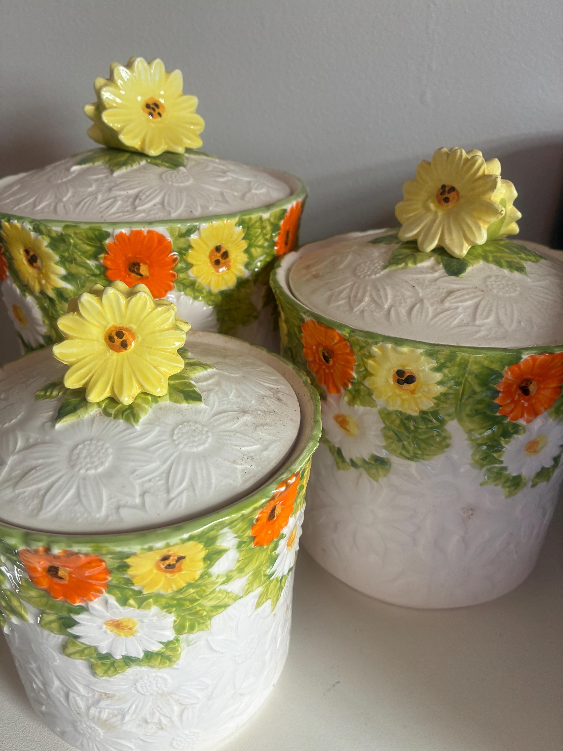 Vintage Flower Canister Sets - Etsy