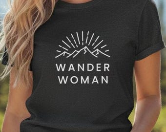 -shirt femme Wander | graphique Sunset Mountain | Cadeau de randonnée pour femme | Plein air rétro | -shirt pour les amateurs d'aventure | Cadeau pour amoureux de la nature