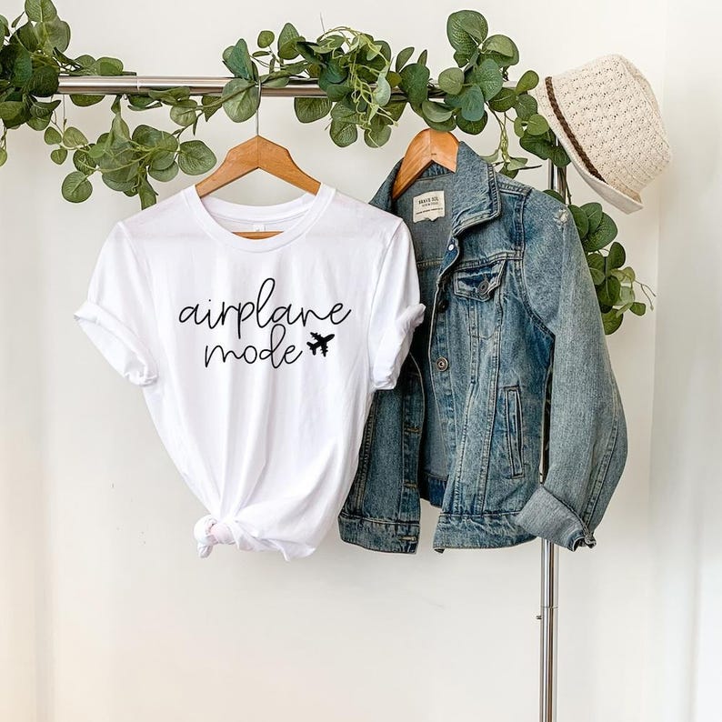T-shirt mode avion | T-shirt à inscription cursive | Tenues de voyage pour les vacances | -shirt vintage Floride | Graphique unisexe image 2