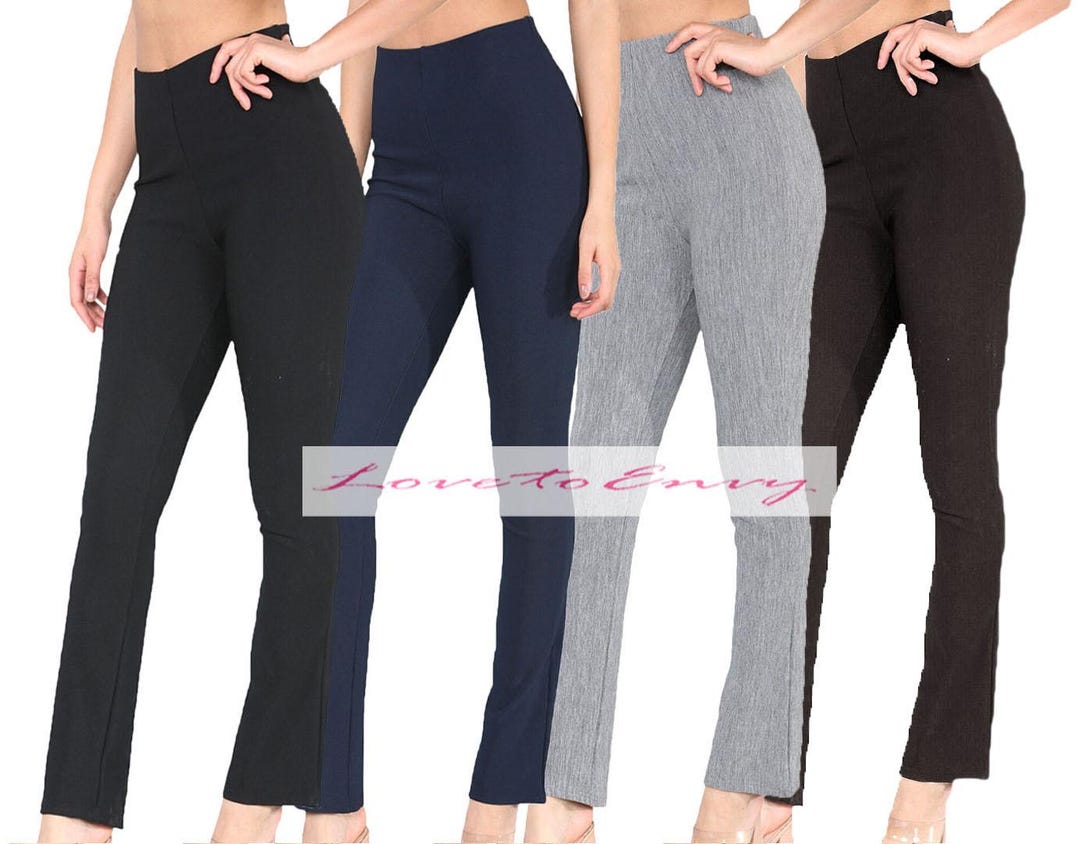 Loxdonz Damen Bootleg Hose Damen Bootcut Stretch Feinripp