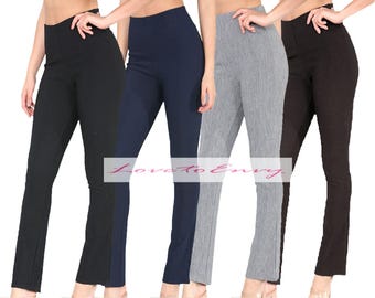 Ladies Nurse Work Carer STRETCH Elasticated Bootleg Trousers Comfort Keep Fit Pants