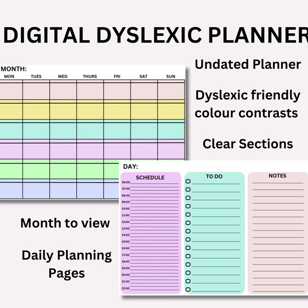 Agenda adapté aux dyslexiques (fabriqué par un dyslexique !), agenda numérique, agenda imprimable, agenda quotidien, iPad, applications Notability et d'annotation de PDF
