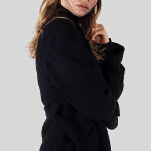 Elegant long wool coat, 100% premium wool, timeless design with belt or button closure—perfect for effortless style in any season