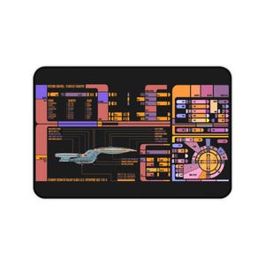 May include: A black and white schematic diagram of the USS Enterprise NCC-1701-D starship from Star Trek: The Next Generation. The diagram includes the ship's layout, systems, and other details. The text "STARDATE SCHEMATIC GALAXY CLASS U.S.S. ENTERPRISE NCC 1701-D" is visible at the bottom of the diagram.