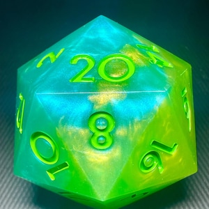 Giant 100mm Aethercore D20 Dice: Handmade Resin Jumbo DnD RPG