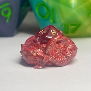 3D Printed Curled Dragon Dice Guardian: Tabletop RPG Decor
