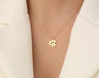 Pootafdruk naamketting, gepersonaliseerd cadeau voor moeder, minimalistische pootketting voor katten en honden, huisdierketting, dierensieraden, bedelketting