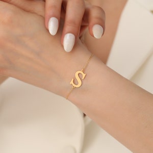Letter Bracelet, Personalized Letter Bracelet, Minimalist Initial Bracelet for Women, Custom Gift, Mother&#39;s Day Gift, Birthday Gift Idea