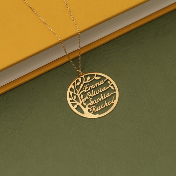 personalized gift for mom, Personalized Name Necklace, Tree of Life Necklace, Charm Necklace, Gift for Family, Mothers day Gift, Gift