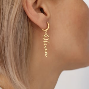 Personalized name earrings, Custom earrings with name 925 silver, 14K gold plated, Birthday Gift, Friendship  Earrings, Valentine's Day Gift