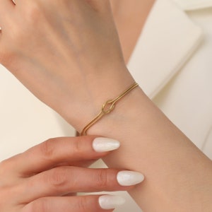 14k vergulde knooparmband in 925 zilver, perfect voor koppels, vriendschapsarmband, verjaardagscadeaus, Valentijnsdagcadeau, cadeau voor moeder