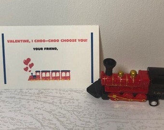 Printable Train Valentine cards, kid valentines for classroom valentine exchange & friends, Valentines gift tags, non-food, choo choo