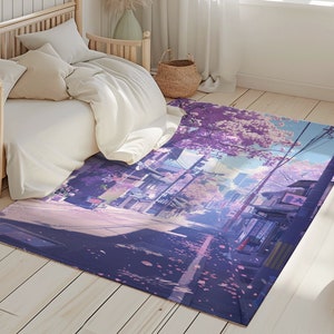 Anime Rug Soft Anime Mat Anime Gift for Her Anime Carpet Kawaii Anime Rug Cute Anime Decor Purple Rug for Girl Room Anime Area Rug Cool Rugs