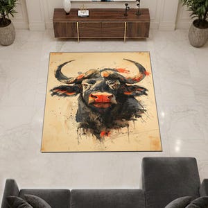 Colorful Cow Area Rug, Whimsical Farmhouse Style Carpet, Soft Non-Slip Washable Rectangular Mat Living Room Nursery Playroom, Animal Decor