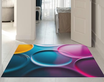 Abstract Colorful Rug Modern Area Carpet Gradient Floor Mat Minimalist Home Decor Living Room Washable Large Rug