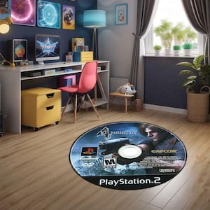 CD Game Rug, Personalized Video Game Rug, DVD Disc Play Mat, Game Room Decor, Custom Round Carpet, Gift for Gamer, Area Rug for Play Room