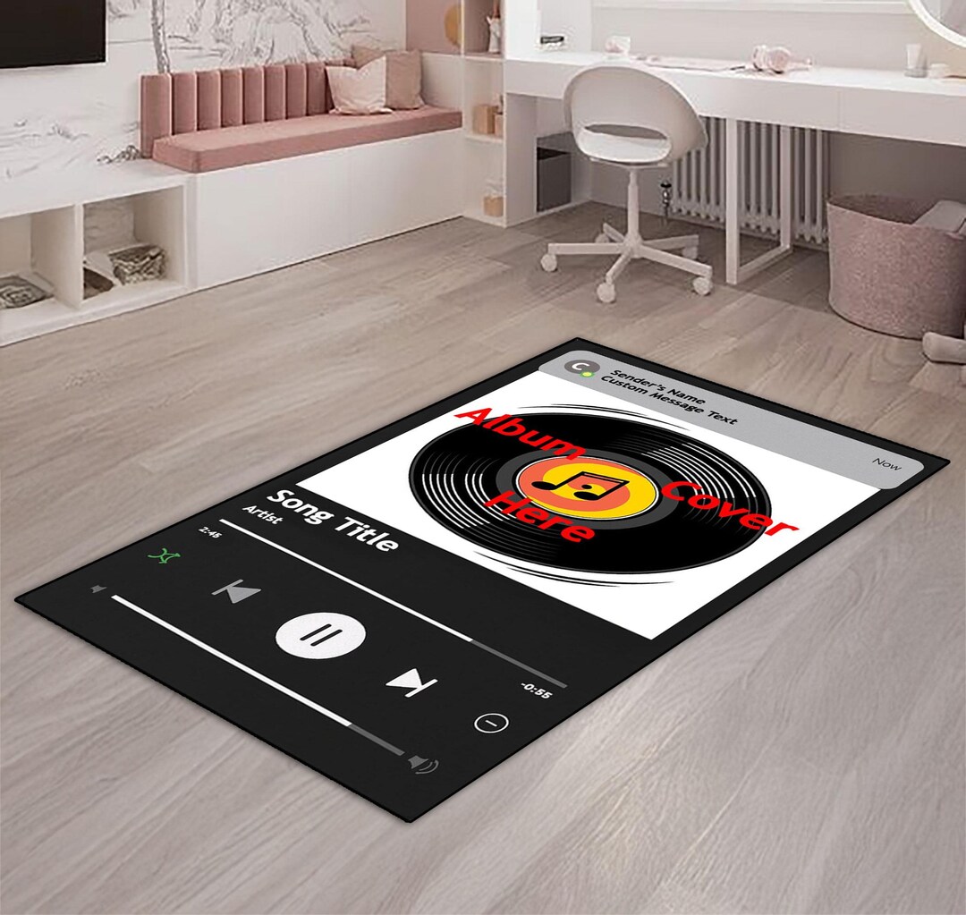 Spotify Song Rug Custom Playlist Rug – Personalized Music Player Carpet, Song Title ...