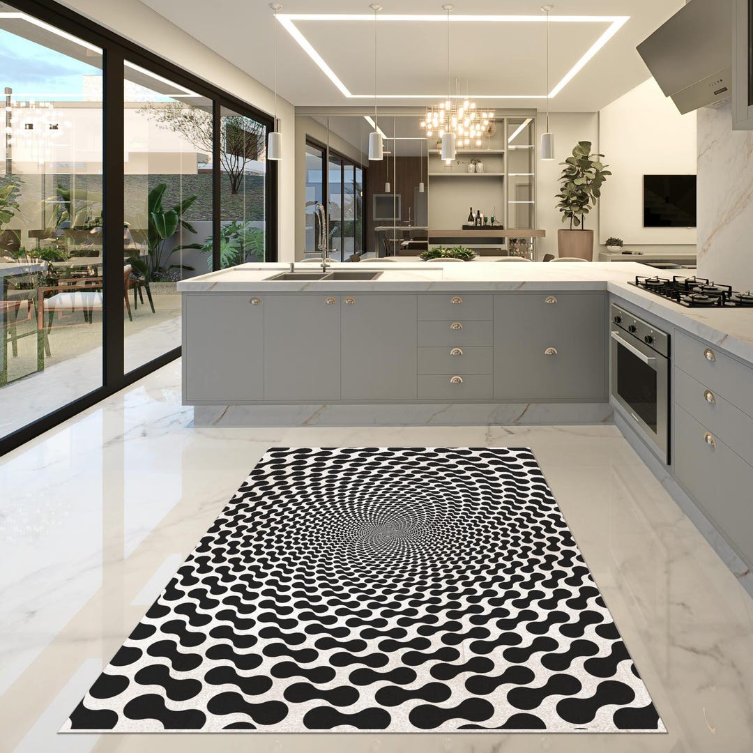Three Dimension Design Rugs 3D Infinite Spiral Optical Illusion Rug, Modern Geometric Warp Design ...