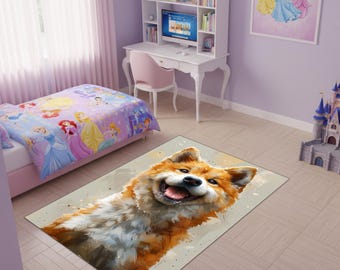 Corgi hundmatta, present till djurälskare, personlig hundmatta, present till husdjursälskare, tvättbar matta, dekorationsmatta för djur