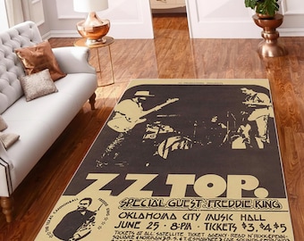 Retro Southern Blues Rock Band Area Rug, Vintage Classic Concert Poster Carpet, Texas Legend Music Floor Mat, Man Cave Decor Room Rug