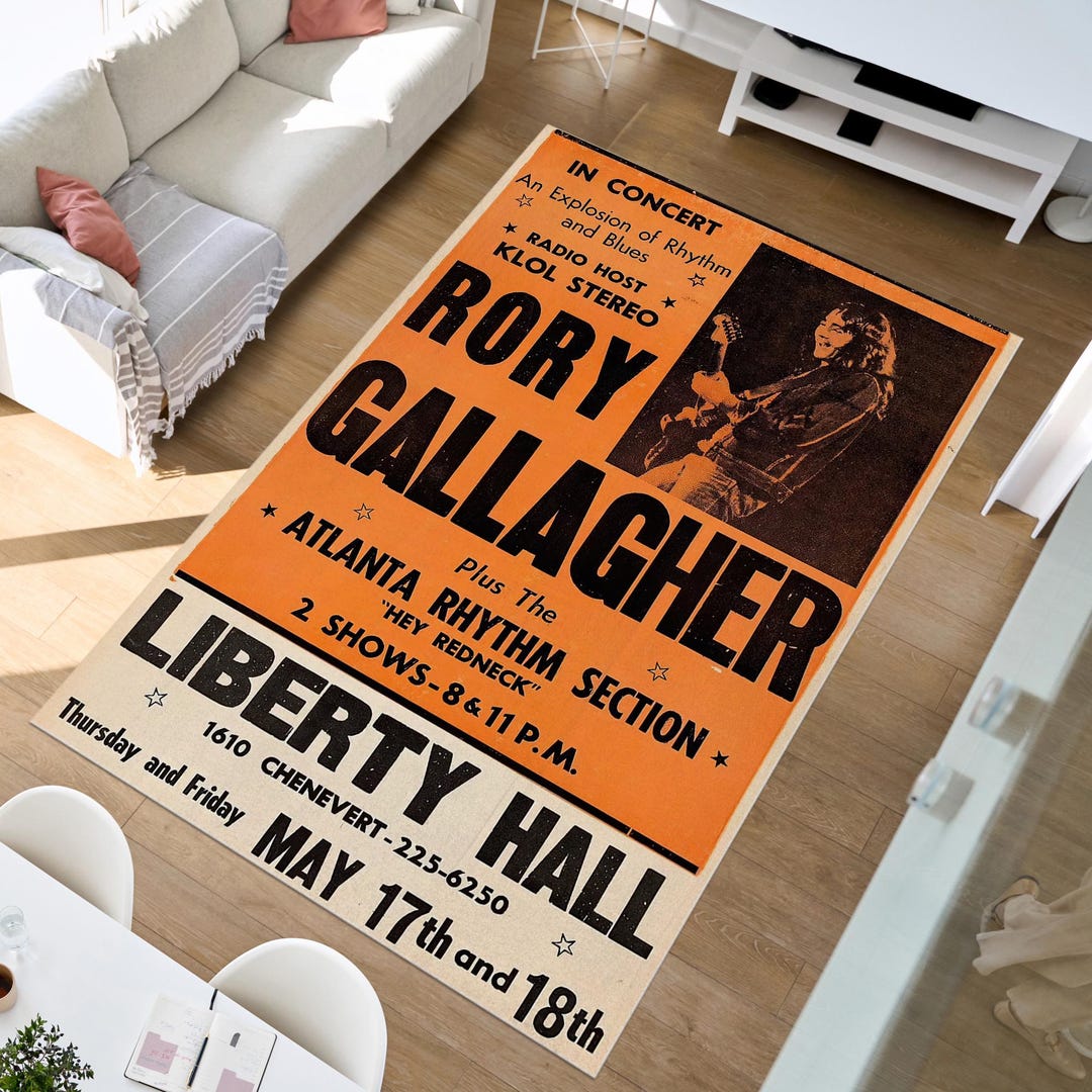 Rory Gallagher Liberty Hall Rug Vintage Concert Poster Art Carpet Music ...