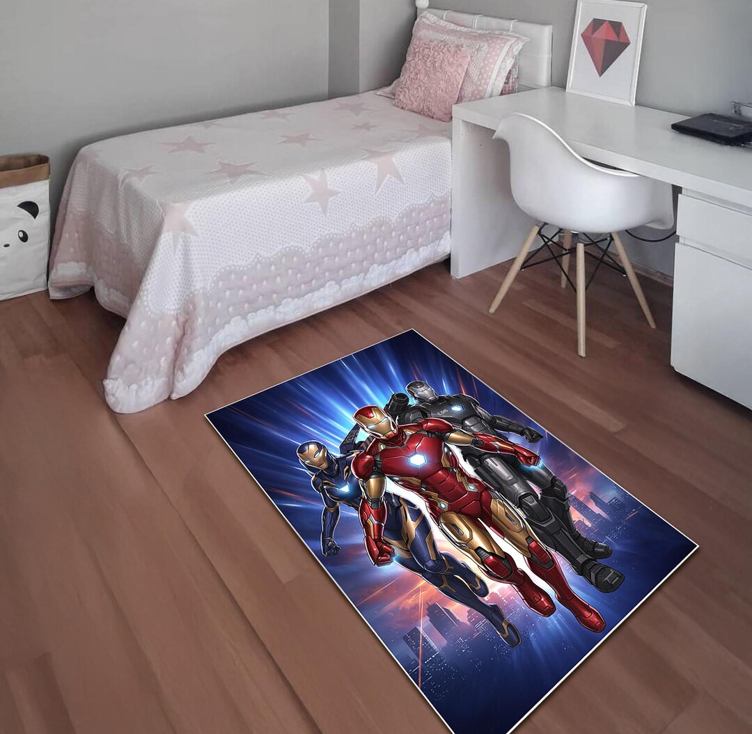 Iron Man Rescue War Machine Rug, Marvel Superhero Carpet, Avengers Area ...