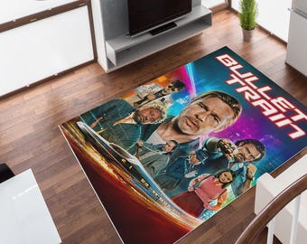 High Speed Action Movie Rug, Modern Train Poster Area Rug, Cinematic Wall Art Carpet, Pop Culture Room Decor, Gift for Movie Fans