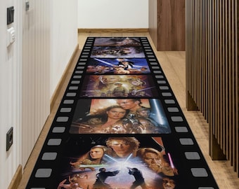 Personalized Custom Cinema Film Strip Rug, Movie Theater Decor, Photo Gift for Anniversary, Home Theater Carpet, Custom Area Rug Runner
