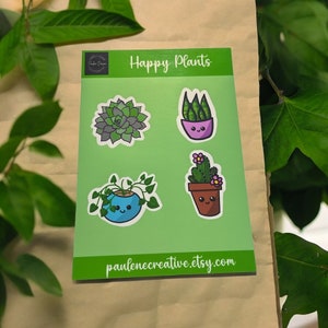 Folha de adesivos holográficos Happy Plants! Ótimo para os amantes de plantas mostrarem seu amor com um toque especial!