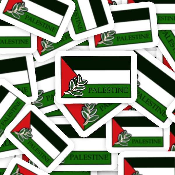 Palestine Sticker, proceeds donated to UNRWA to support the civilians of Gaza. Waterproof approx. 3.5"x2.5" decal.