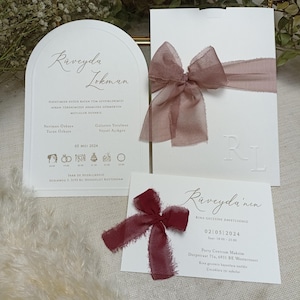 Minimalist Arch Wedding Invitation with Embossed Slide-Out Envelope