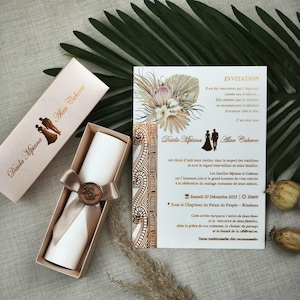 Boxed Scroll Wedding Invitation with Gold Foil and Wax Seal