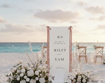 Niestandardowy lniany znak powitalny na wesele, dekoracja weselna w stylu boho