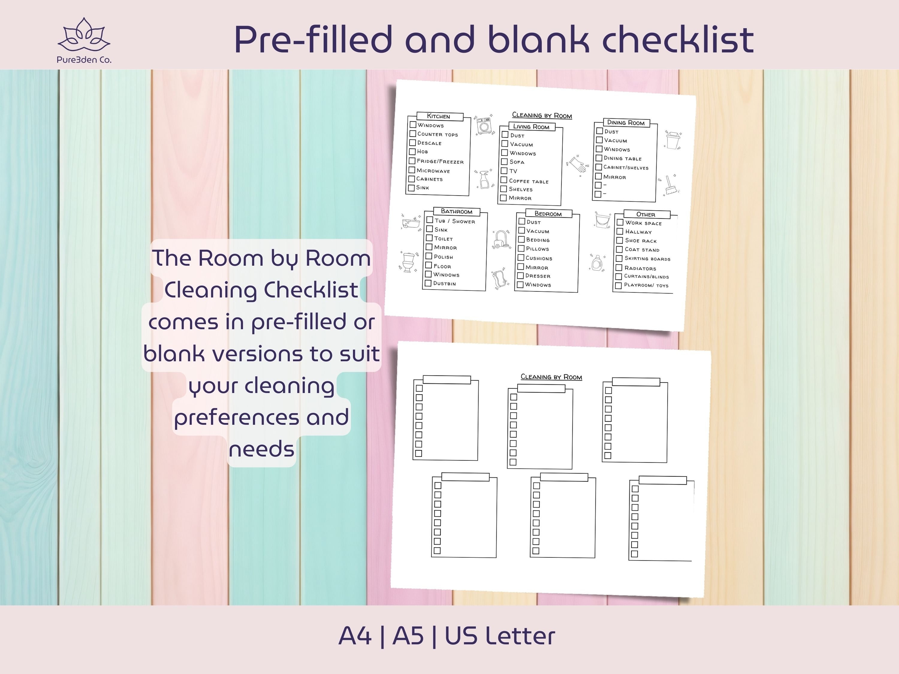 Printable Cleaning Planner Bundle 30 Day Declutter Challenge Room by ...
