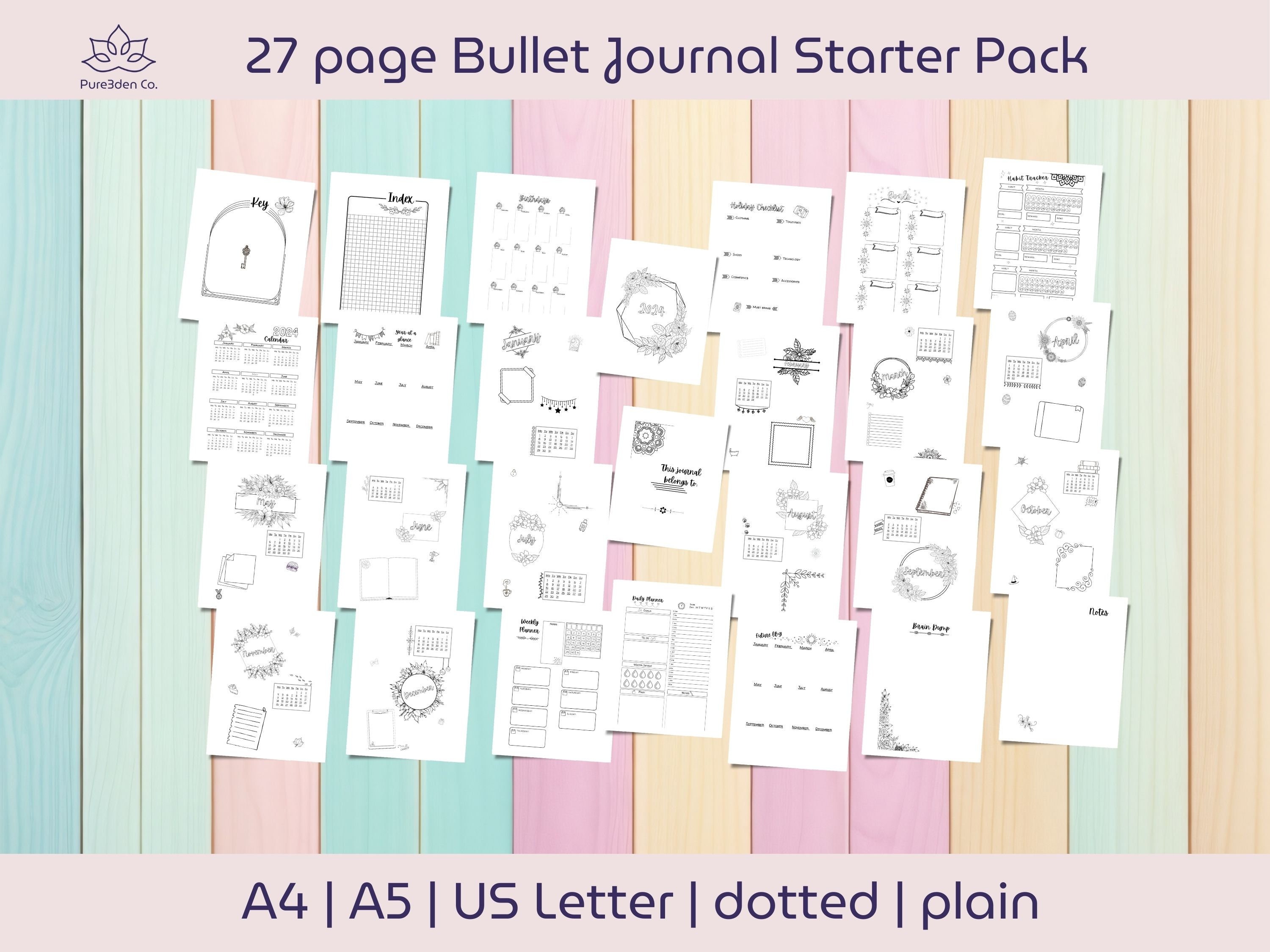 Printable Bullet Journal Starter Pack Digital Bullet Journal Premade ...