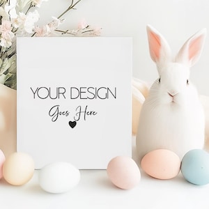 Schlichte weiße Osterkarte Mockup Einladung Mockup Osterparty Karte Mockup Frühling Grußkarte Mockup Osterhase Karte Mockup Digital PNG