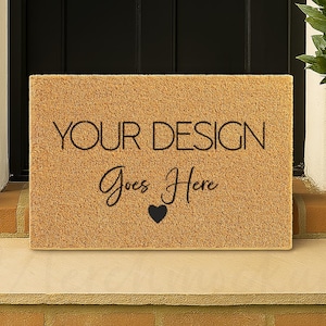 Propped Up Coir Doormat Mockup | Plain Doormat Mockup | Realistic Doormat Mockup | Farmhouse Doormat Design Mockup Custom | Outdoor Coir Mat