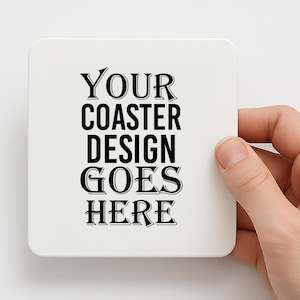 Coaster Mockup: Minimalist Square Drinks Coaster PNG (Digital Download)