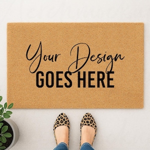 Coir Doormat Mockup | Lifestyle Doormat Mockup | Realistic Front Door Mat | Styled Mockup for Custom Designs | Welcome Mat PNG | Outdoor Mat