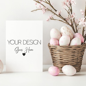 Schlichte weiße Osterkarte Mockup Einladung Mockup Osterparty Karte Mockup Frühling Grußkarte Mockup Ostern Blankokarte Mockup Digital PNG