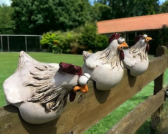 Lustiges Huhn Garten Statue, Zaun Dekor, Garten Bauernhof Hof Hof Huhn Skulptur, Garten Huhn Statue, Frühlings Dekor