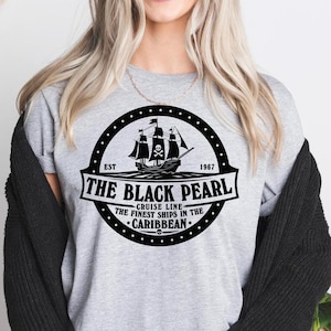 Camiseta de Disney Piratas del Caribe Black Pearl Cruise Lines, camiseta de The Black Pearl Cruise Line, camiseta de Disney Pirate, Piratas del Caribe