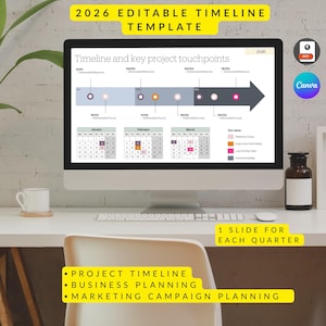 Editable 2026 Project Timeline Template (PowerPoint, Canva) – Corporate Touchpoints Calendar