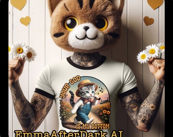 Chaton kitsch | ton Dieu est mon derrière | T-shirt unisexe en coton