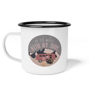 Mug de camping chrétien en émail, J'aime bien, Psaumes 46:1-3