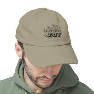 Distressed Cap with a Positive Message - Choose Joy - Unisex Baseball Cap, great gift for her or gift for him