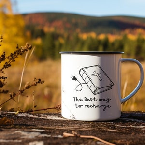 Christian Enamel Camp Mug: Religious Coffee Cup, Inspirational Gift