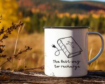 Christian Enamel Camp Mug: Religious Coffee Cup, Inspirational Gift
